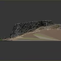Natural Wooden Tree Stump Cross Section on Square Stone Base with Soil and Grass