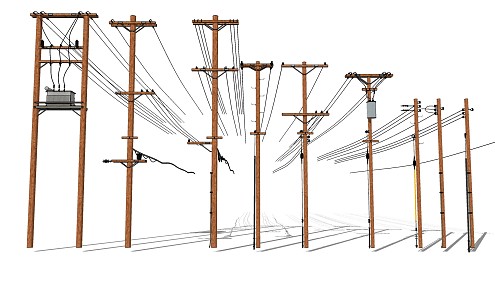 modern electric pole high-voltage tower 3d model