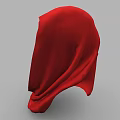 Vibrant Red Headscarf 3D Model With Detailed Silk Drapery And Gray Backdrop