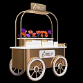 Lianlang Square Functional Carts with Shopping Bags Flower Display and Gold Accents