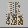 Lattice Windows with Various Intricate Geometric and Natural Branch Patterns 3d model