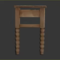 Wooden Stool With Square Seat And Twisted Legs In Light Wood Color