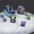 Purple Boot With Gift Bags Boxes And Mouse Figure On Snowy Ground