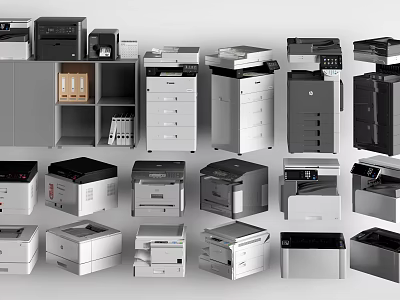 modern printer office supplies office equipment 3d model