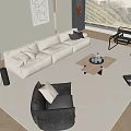 Modern Sofa Coffee Table Combination Cream Sofa Combination 3d model