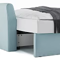 Light Blue Storage Bed With White Pillows And Gray Blanket Design 3d model