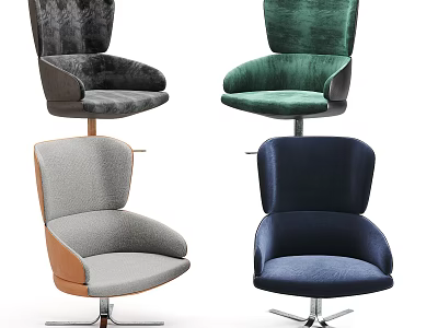 Stylish Modern Office Chairs in Gray Green Light Gray Navy Blue with Swivel Base 3d model