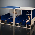 Skoll Branded Public Seating With Wooden Frame And Blue Canopy Design