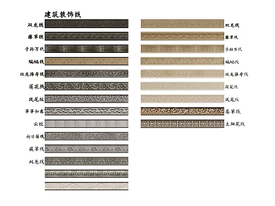Architectural Decorative Lines Featuring Various Styles Chinese European Modern Traditional 3d model
