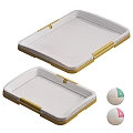 Decorative Ornament Set Featuring White Trays With Golden Borders And Colorful Balls