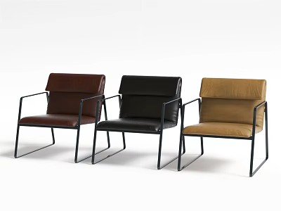 Modern Accent Lounge Chairs with Brown Black Beige Upholstery and Metal Frame 3d model