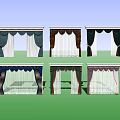 Multiple Color Curtains With Decorative Valance And Layered Design Options 3d model