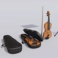 Classic Violin Set With Bow Case Music Stand And Open Sheet Music