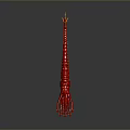 Fiery Red Game Character Weapon With Spiked Structure And Flaming Top Design