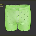 Men's White Boxer Briefs With Blue Small Patterns And Waistband Label