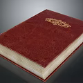 Detailed Red Leather Book Cover With Intricate Gold Carved Sculpture Design