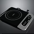 Sleek Electric Induction Cooker With Black Ceramic Panel And Control Knob 3d model