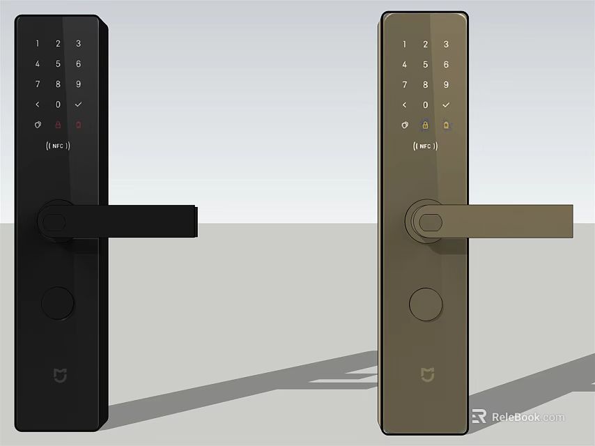 Smart Door Locks With Digital Keypad Black And Brown Handle Design 3d model 