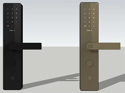 Smart Door Locks With Digital Keypad Black And Brown Handle Design 3d model