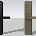 Smart Door Locks With Digital Keypad Black And Brown Handle Design 3d model