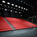 Modern Indoor Stage With Red Seats Large Screen Bright Lights Setup 3d model