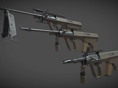 Military Tactical Rifles Various Models in Brown Black with Magazines and Scopes 3d model