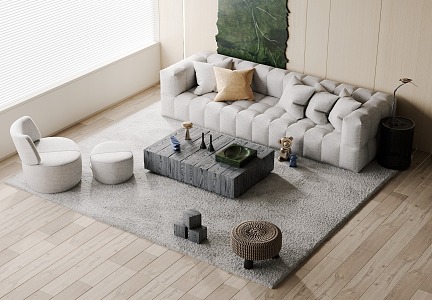 Sofa coffee table combination 3d model