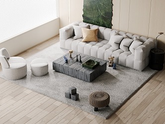 Sofa coffee table combination 3d model