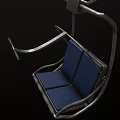 Modern Outdoor Chair With Blue Cushion Metal Frame And Armrest Design