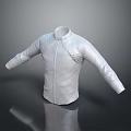 White Long Sleeved Stand Up Collar Shirt With Shoulder Embellishments