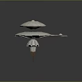 Futuristic Sci Fi Flying Saucer Spaceship With Double Decked Disc Design Dome Top And Thruster Details