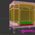 Chinese Style Double Bed With Carved Wooden Frame And Canopy Curtains