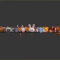 Cute Animal Decorative Figurine Set With Various Cartoon Characters And Colorful Designs