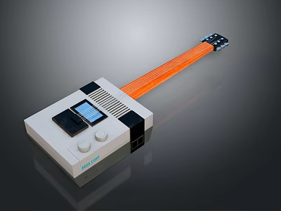 White Household Device With Black Trim Blue Display Screen And Orange Cable 3d model