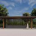 New Chinese style gallery landscape gallery 3d model