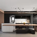 Modern Living Dining Room Interior Design With Wooden Shelves Sofa Staircase TV Unit And Plant