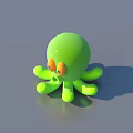 Cute Green Octopus Toy with Orange Eyes on Gray Background