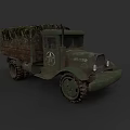 Vintage Green Military Truck With Canvas Cargo Bed And Off Road Tires