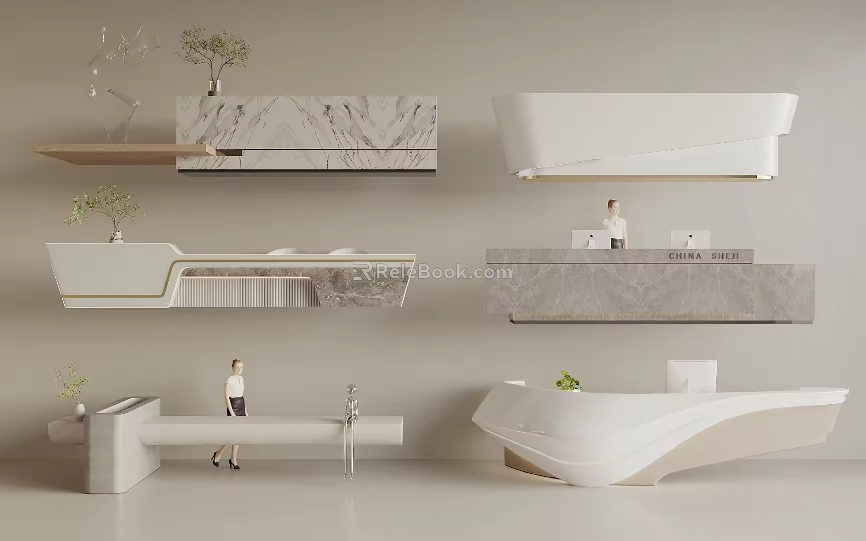 Modern Front Desk Reception Desk Company Front Desk Hotel Front Desk 3d model