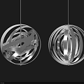Modern Spherical Silver Chandeliers With Intertwined Metal Strips Design For Contemporary Spaces