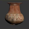 Traditional Hand Carved Ceramic Sculpture Vase With Intricate Orange And White Patterns