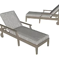 Outdoor Modern Lounge Chair With Wooden Frame Gray Cushion And Wheels