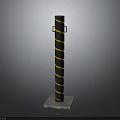 Black Safety Bollard With Yellow Stripes Red Handles And Square Base