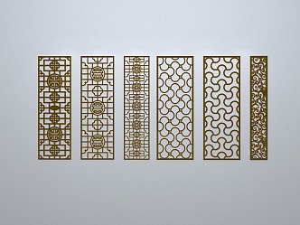 Chinese-style window grilles silhouette pane window sill border openwork window 3d model