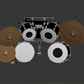 Professional Drum Set With Snare Bass Tom Drums And Brass Cymbal Stands