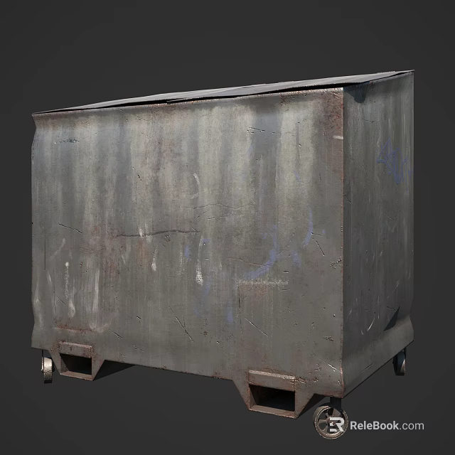 Public Metal Trash Bin with Wheels for Outdoor Waste Disposal in Urban Areas 3d model 