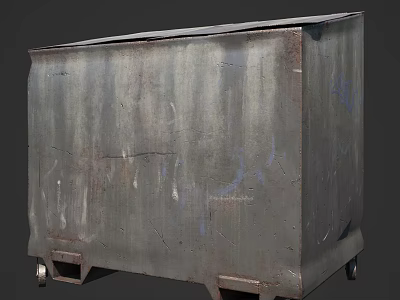 Public Metal Trash Bin with Wheels for Outdoor Waste Disposal in Urban Areas 3d model