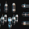 Various Rocket And Spacecraft Models In White Black Orange Colors With Different Sizes 3d model
