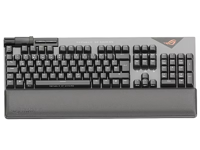 Black Mechanical Keyboard With Full Size Layout And Ergonomic Wrist Rest 3d model