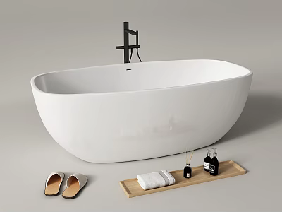 Bathtub Bidet Integrated Bathtub Freestanding Bathtub Faucet Toiletries Slippers 3d model